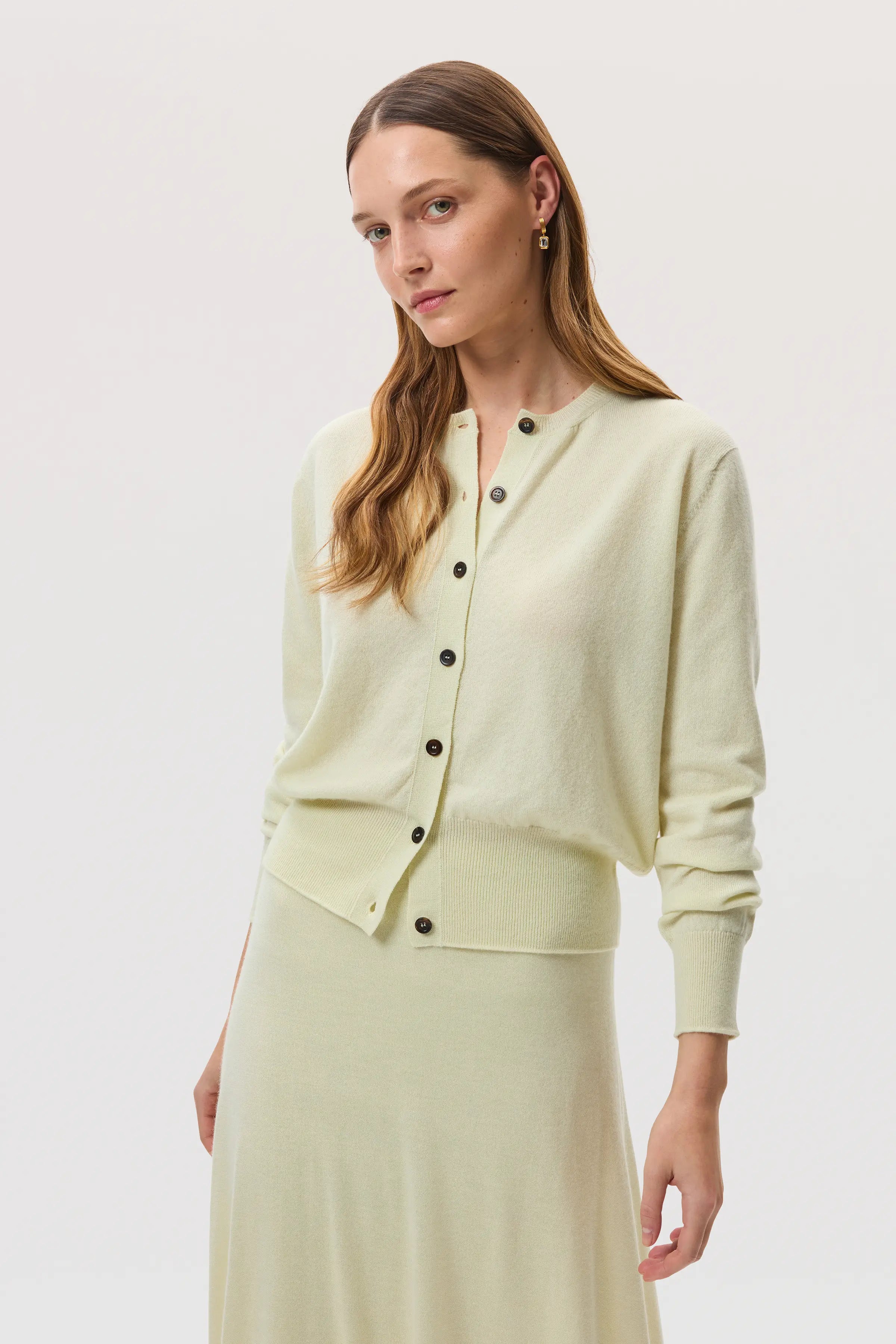 Johnstons of Elgin - Classic Light Yellow Cashmere Cardigan