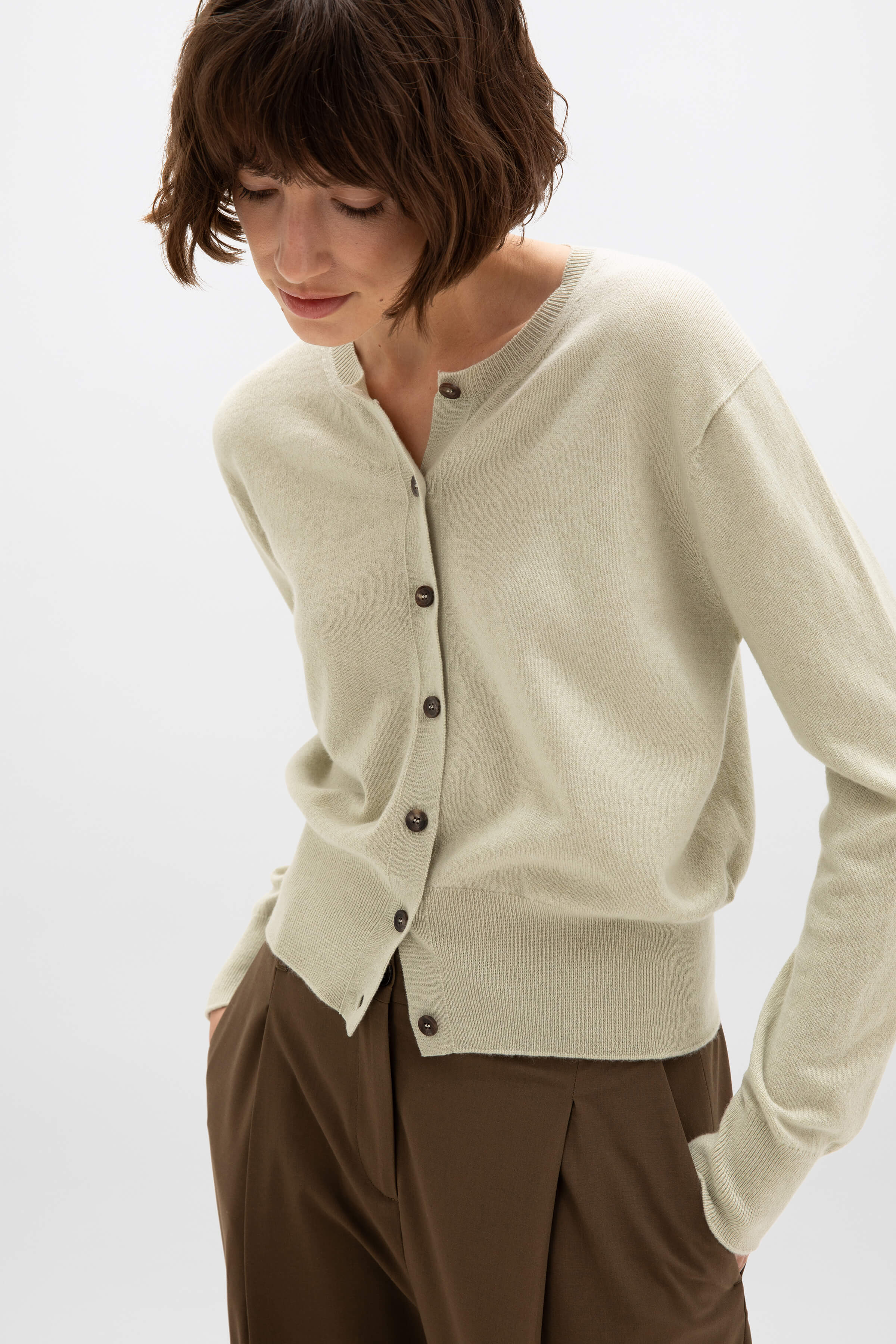 Johnstons of Elgin - Light Green Cashmere Cardigan