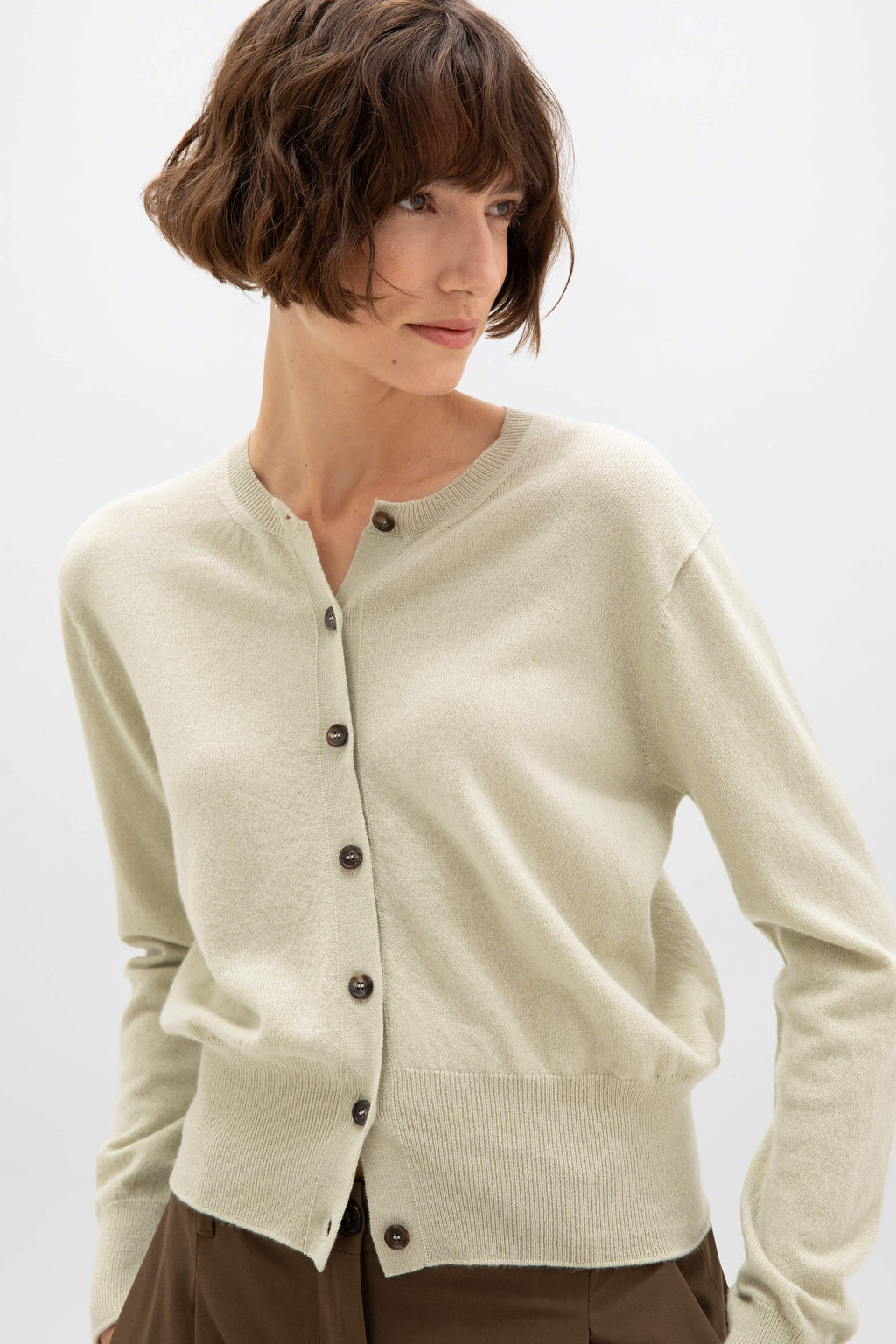Johnstons of Elgin - Light Green Cashmere Cardigan