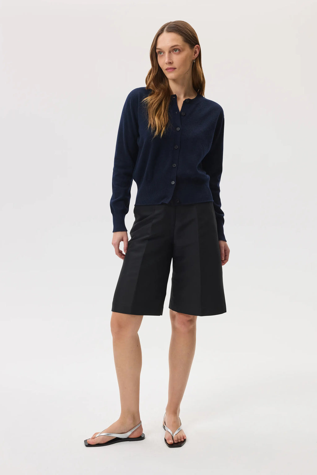 Johnstons of Elgin - Classic Dark Navy Cashmere Cardigan