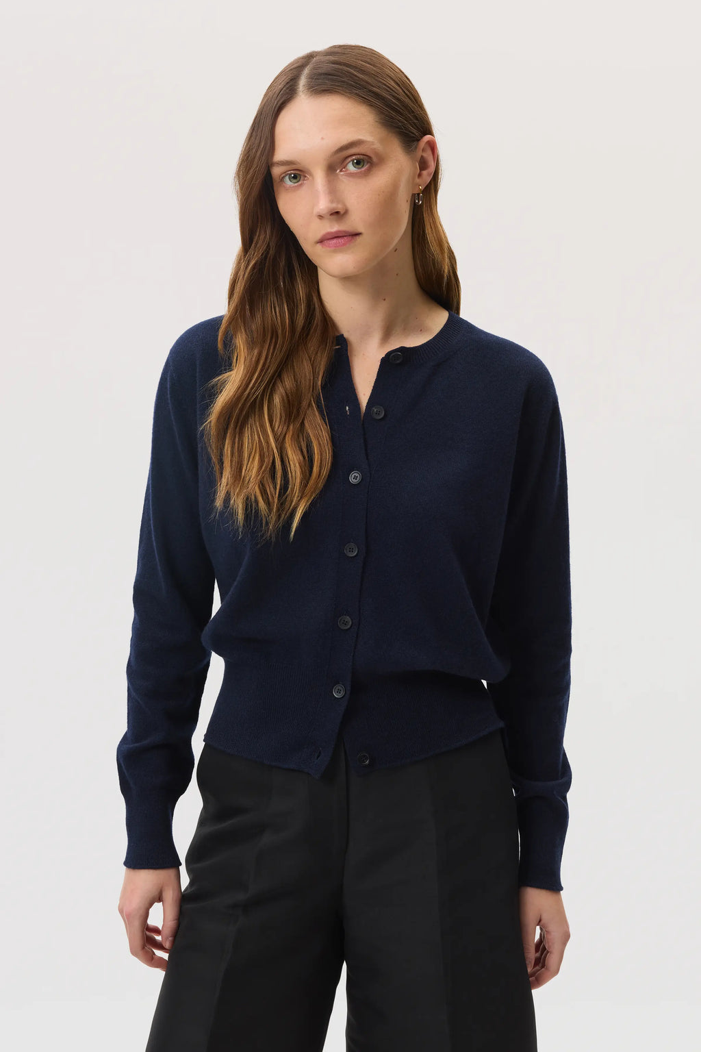 Johnstons of Elgin - Classic Dark Navy Cashmere Cardigan