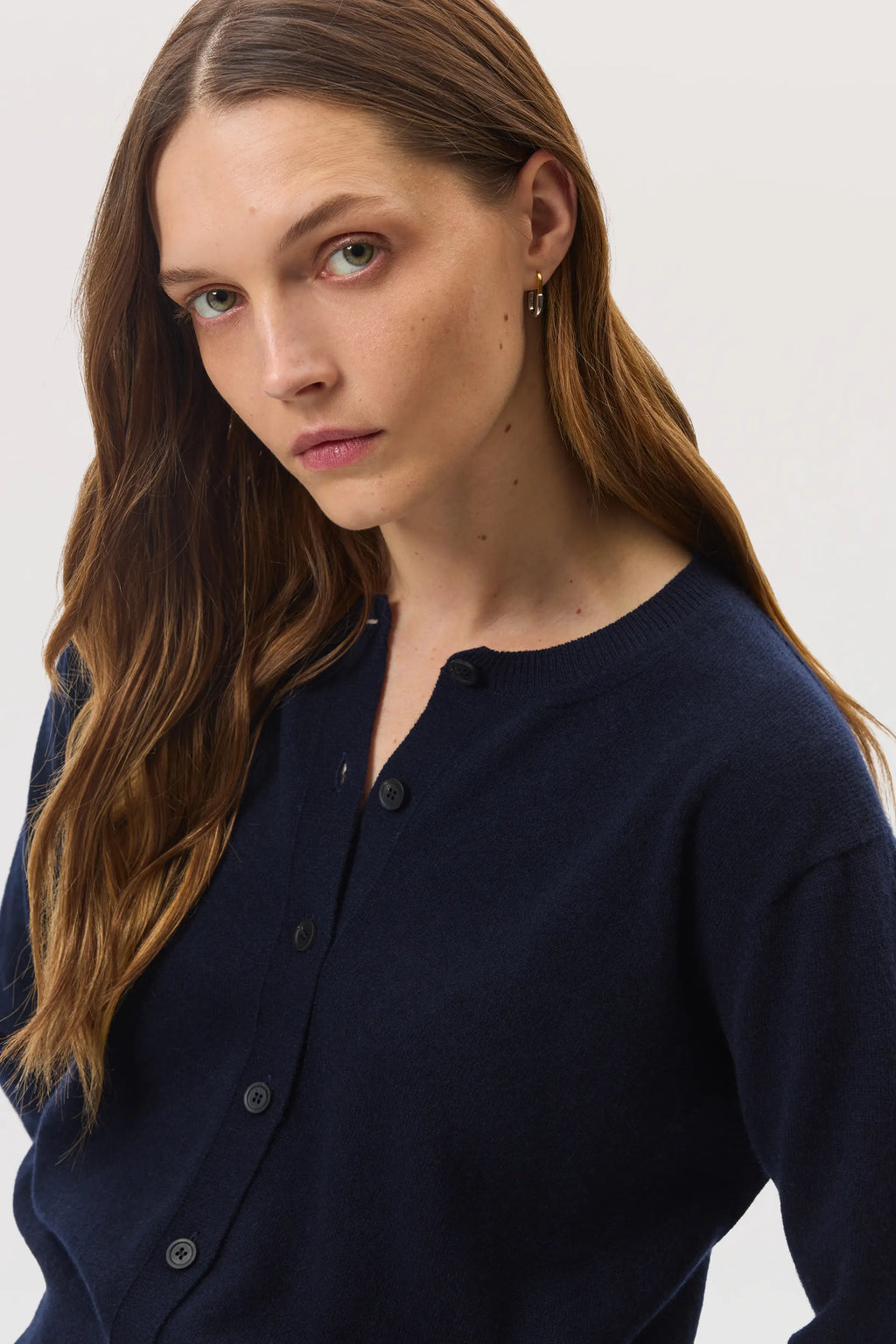 Johnstons of Elgin - Classic Dark Navy Cashmere Cardigan