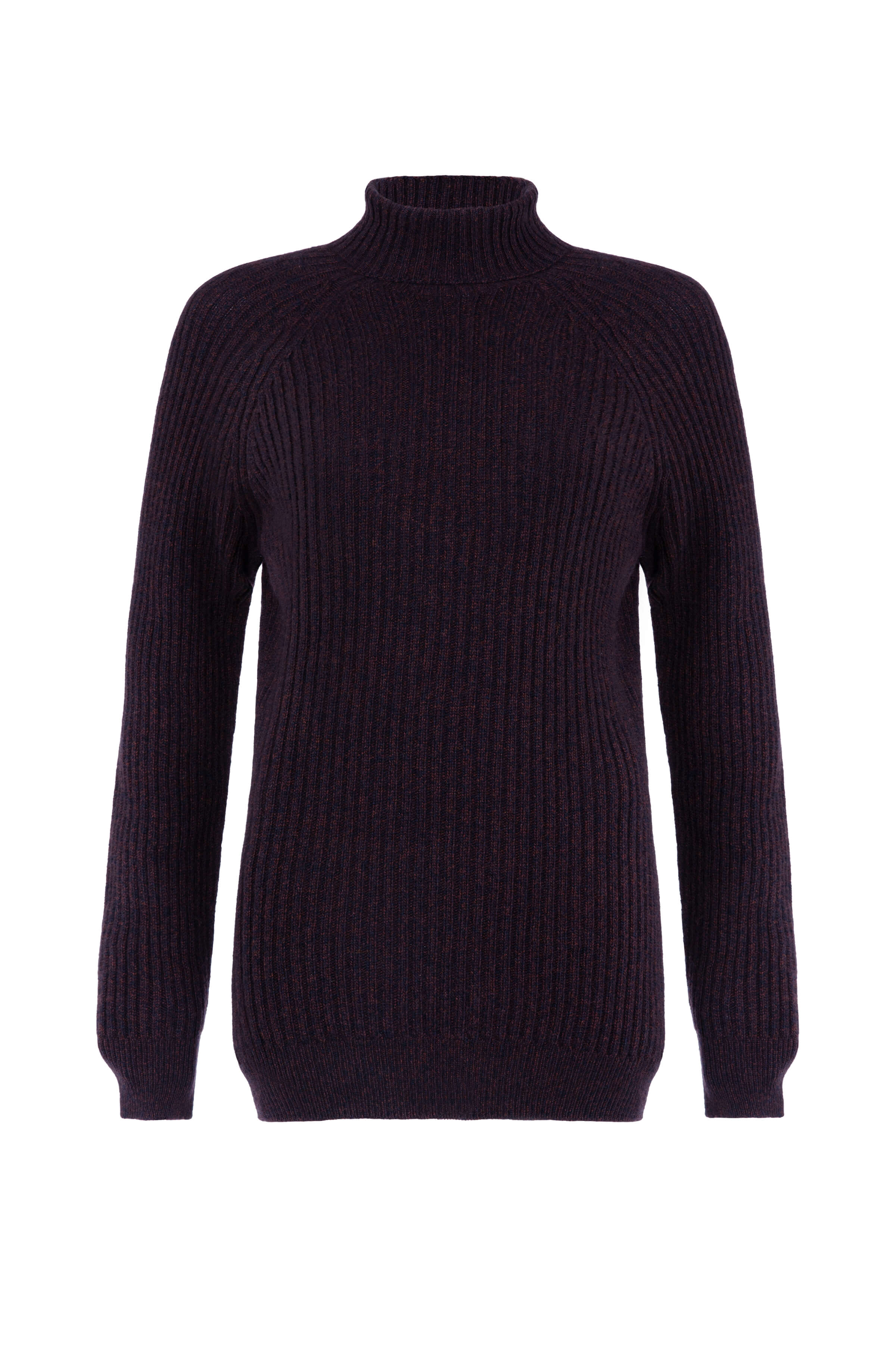 Johnstons of Elgin - Cashmere Marl Roll Neck Dark Brown Jumper