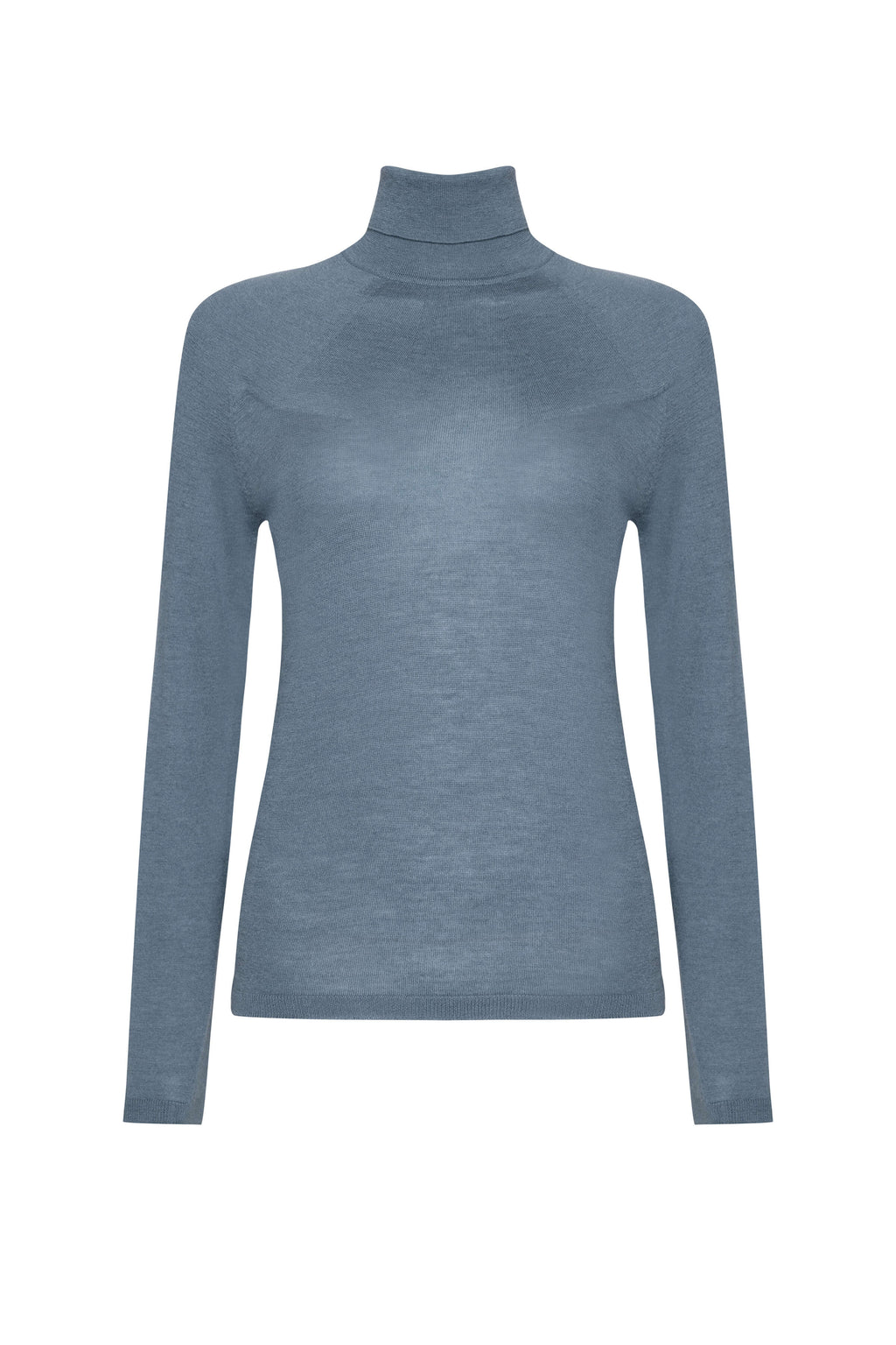 Johnstons of Elgin - Superfine Cashmere Blue Roll Neck Jumper