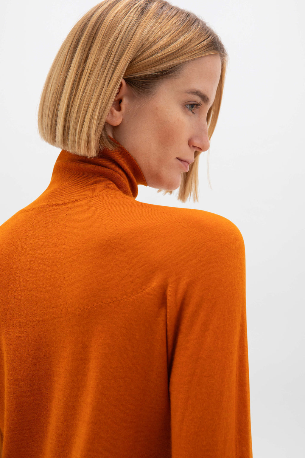 Johnstons of Elgin - Superfine Cashmere Orange Roll Neck Jumper