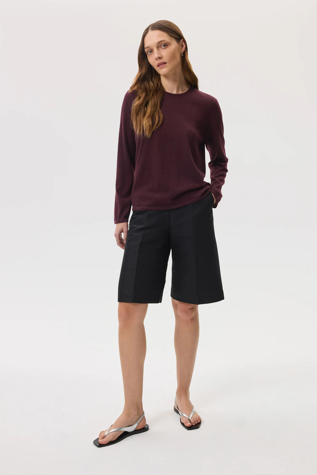 Johnstons of Elgin - Dark Red Superfine Cashmere Jumper