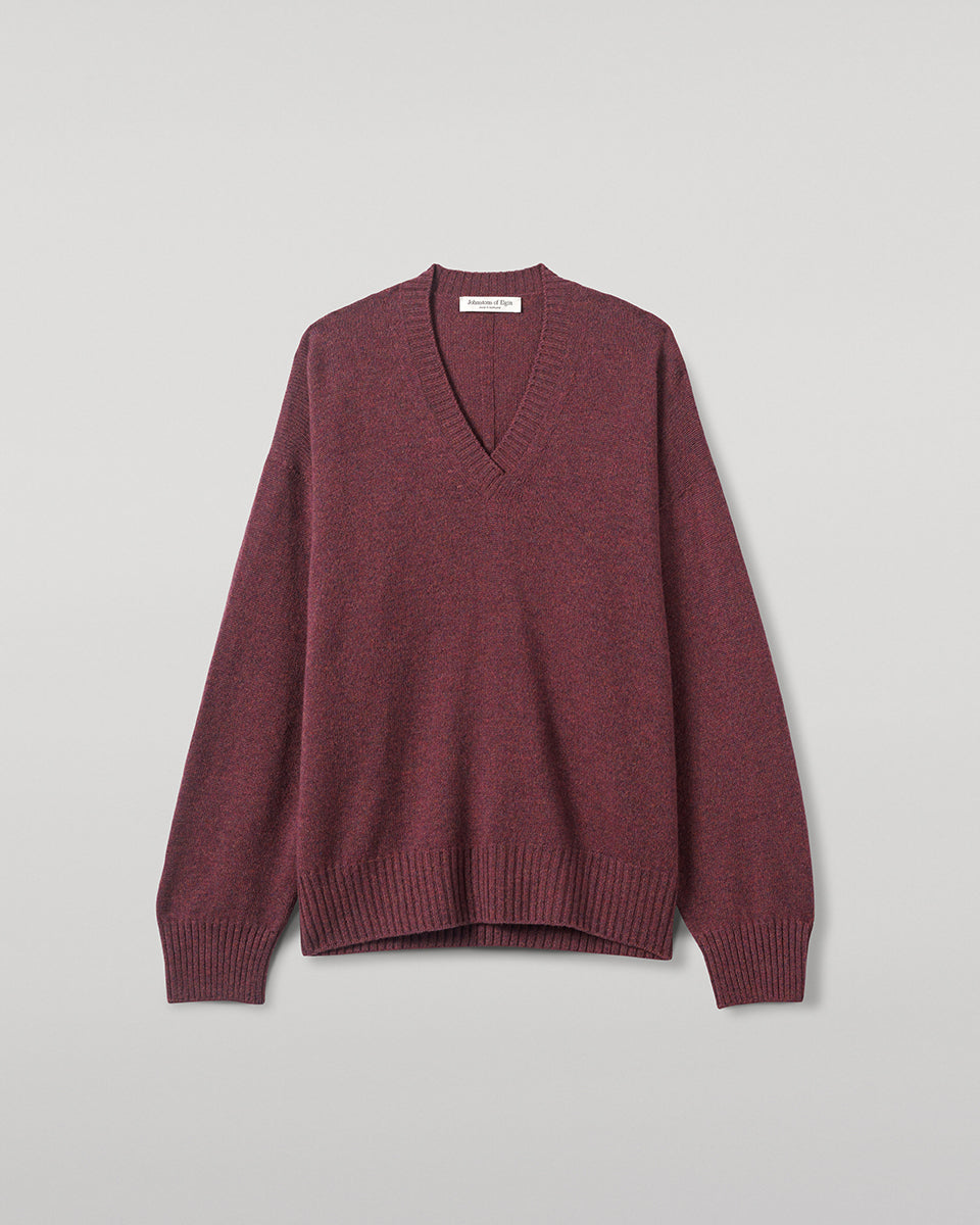 Johnstons of Elgin - Gauzy Cashmere Purple V Neck Jumper