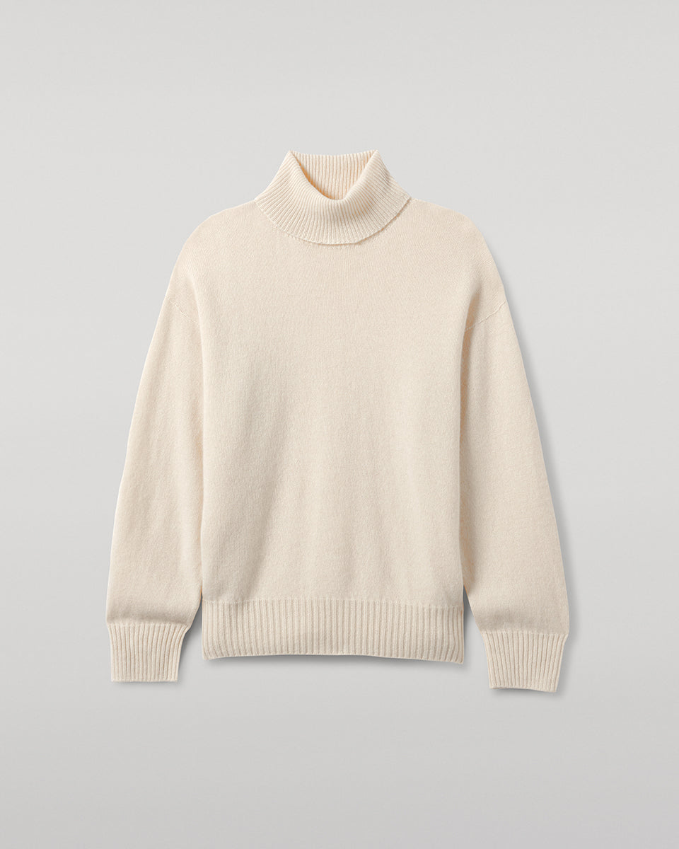 Johnstons of Elgin - Gauzy Cashmere Cream Roll Neck Jumper