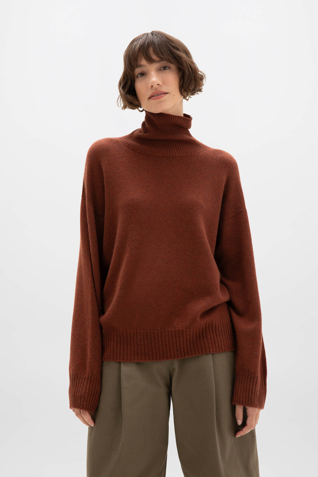 Johnstons of Elgin - Gauzy Cashmere Roll Neck Red Jumper