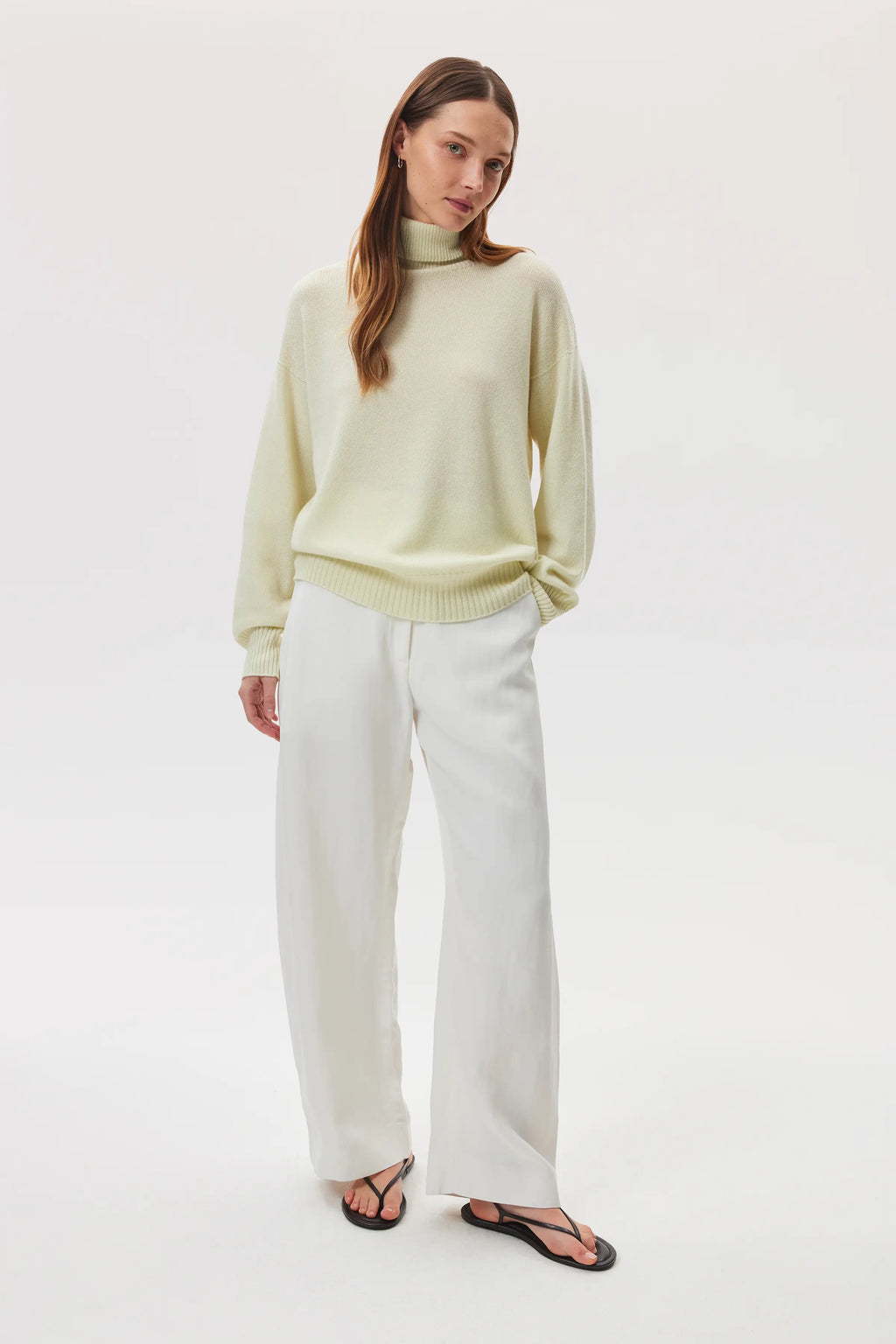 Johnstons of Elgin - Gauzy Cashmere Roll Neck Light Yellow Jumper