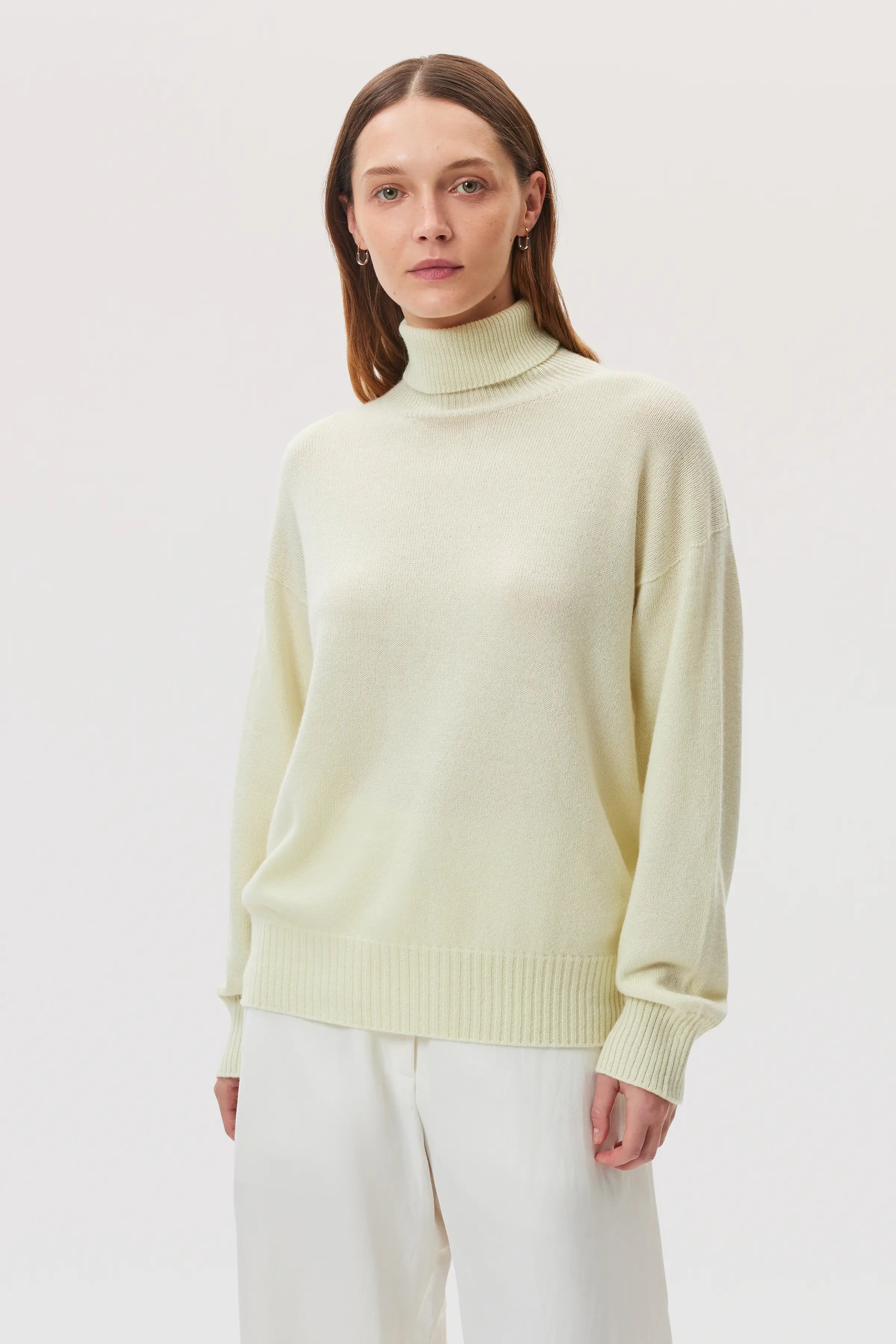 Johnstons of Elgin - Gauzy Cashmere Roll Neck Light Yellow Jumper