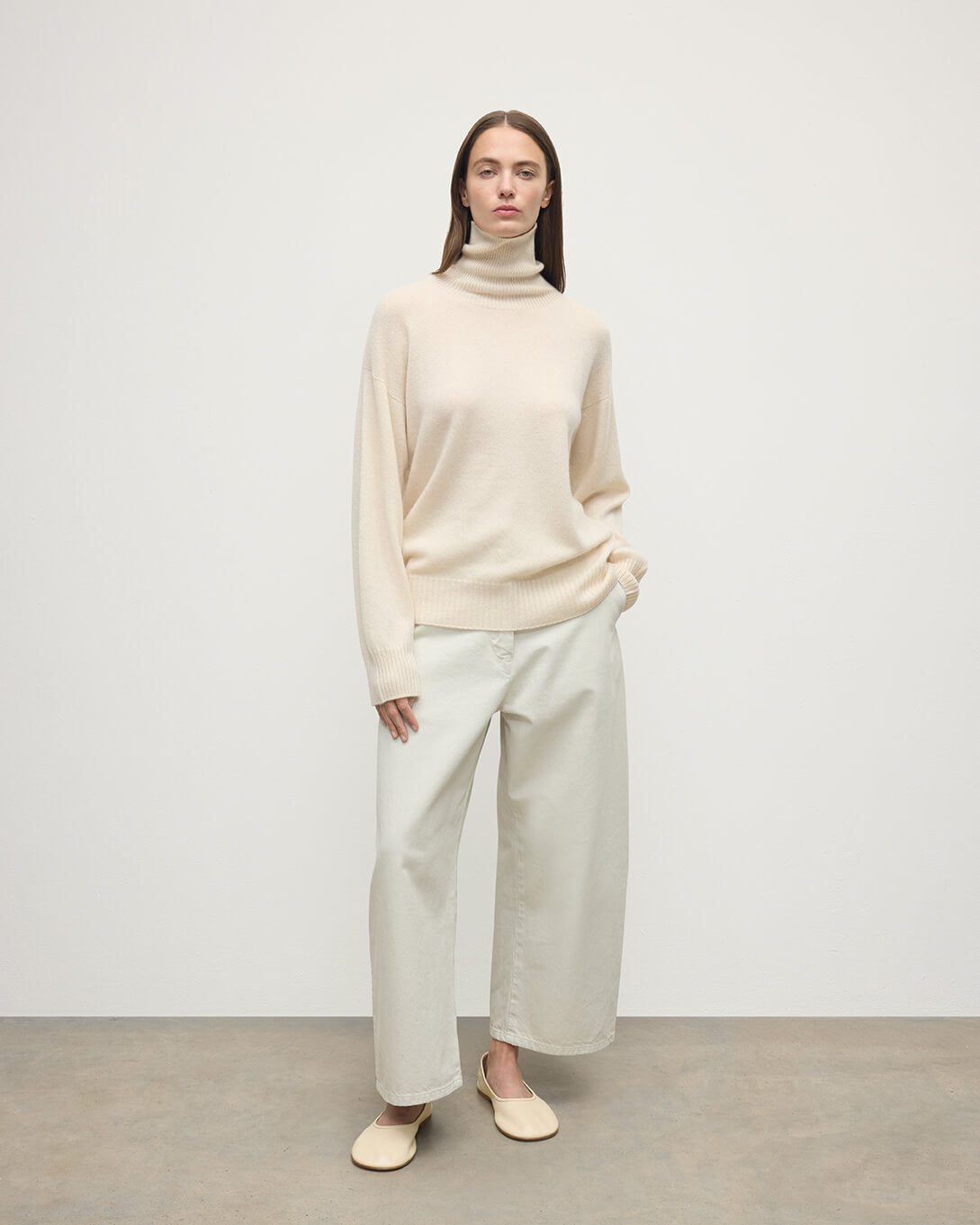 Johnstons of Elgin - Gauzy Cashmere Cream Roll Neck Jumper