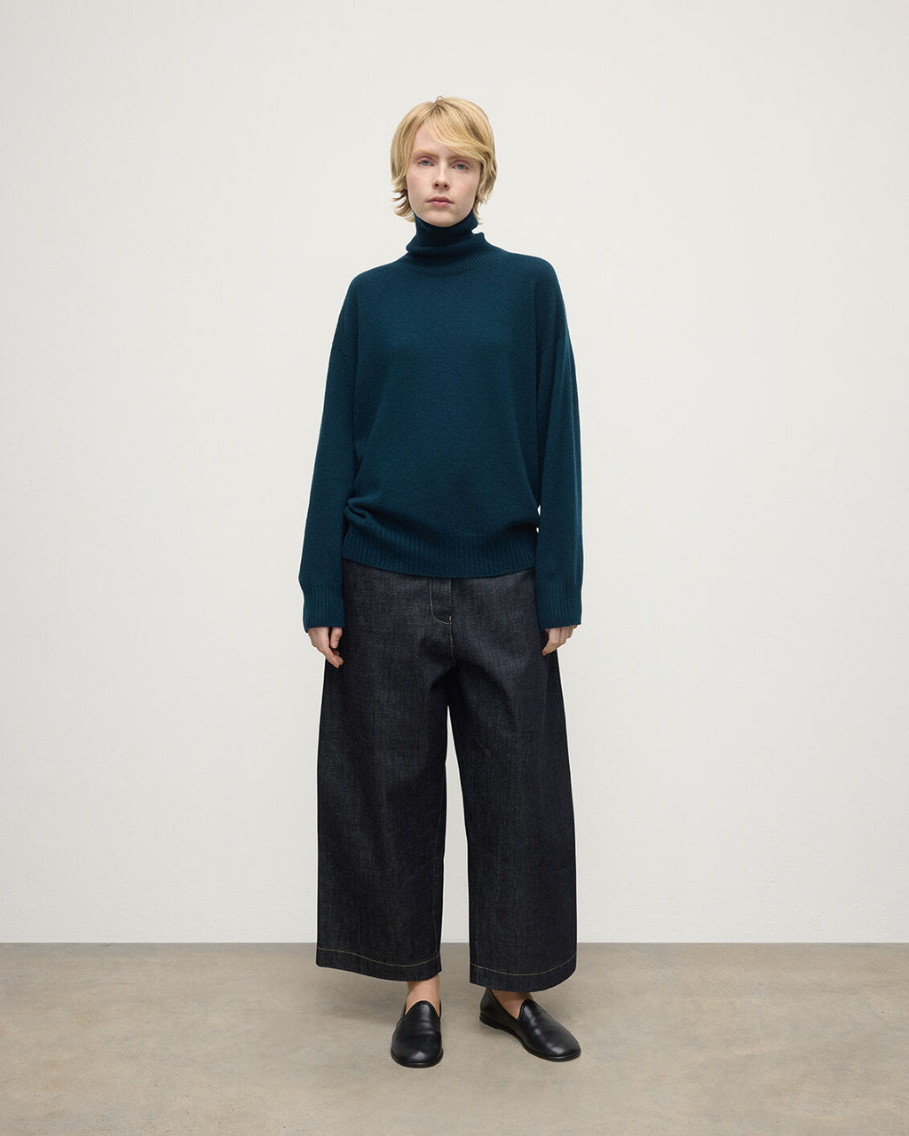 Johnstons of Elgin - Gauzy Cashmere Dark Green Roll Neck Jumper