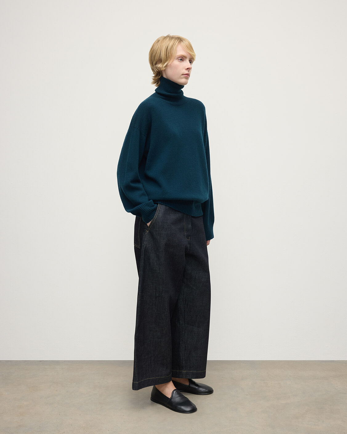 Johnstons of Elgin - Gauzy Cashmere Dark Green Roll Neck Jumper