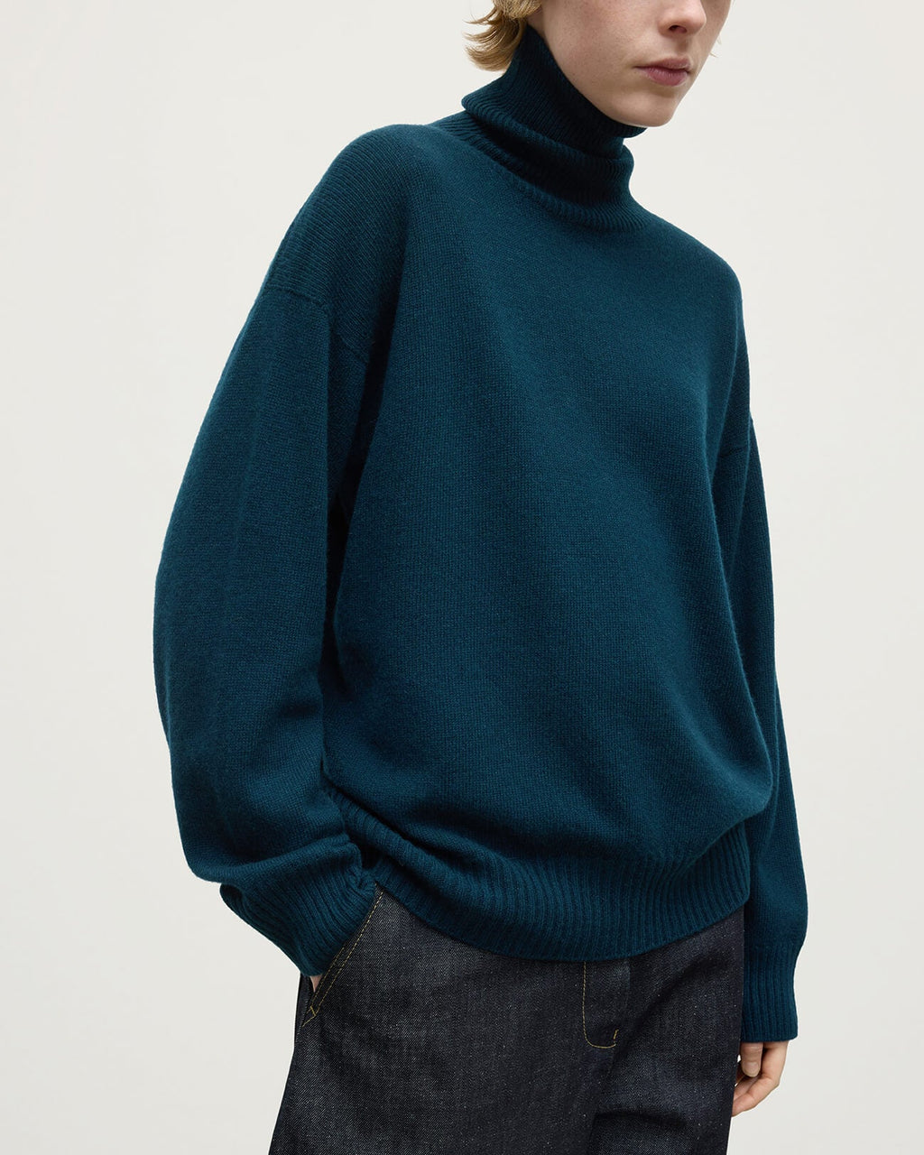 Johnstons of Elgin - Gauzy Cashmere Dark Green Roll Neck Jumper