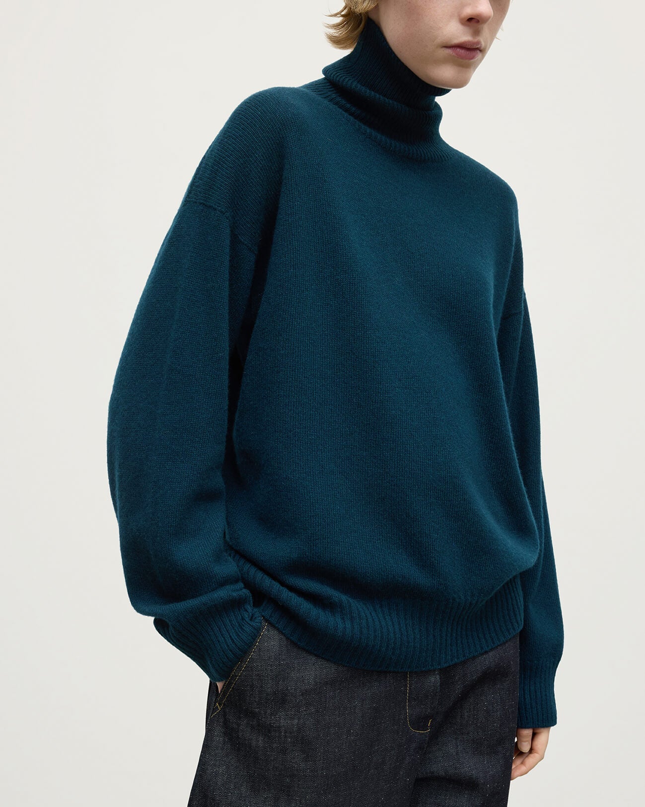 Johnstons of Elgin - Gauzy Cashmere Dark Green Roll Neck Jumper