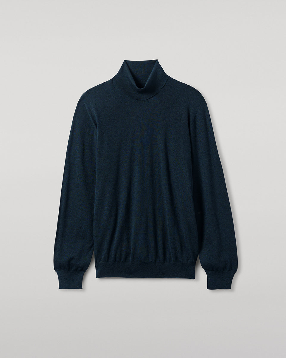Johnstons of Elgin - Superfine Cashmere Dark Green Roll Neck Jumper