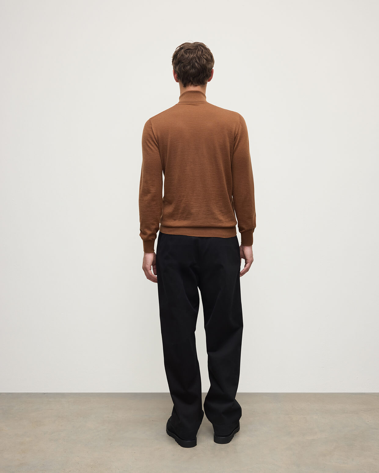 Johnstons of Elgin - Superfine Cashmere Dark Camel Roll Neck Jumper