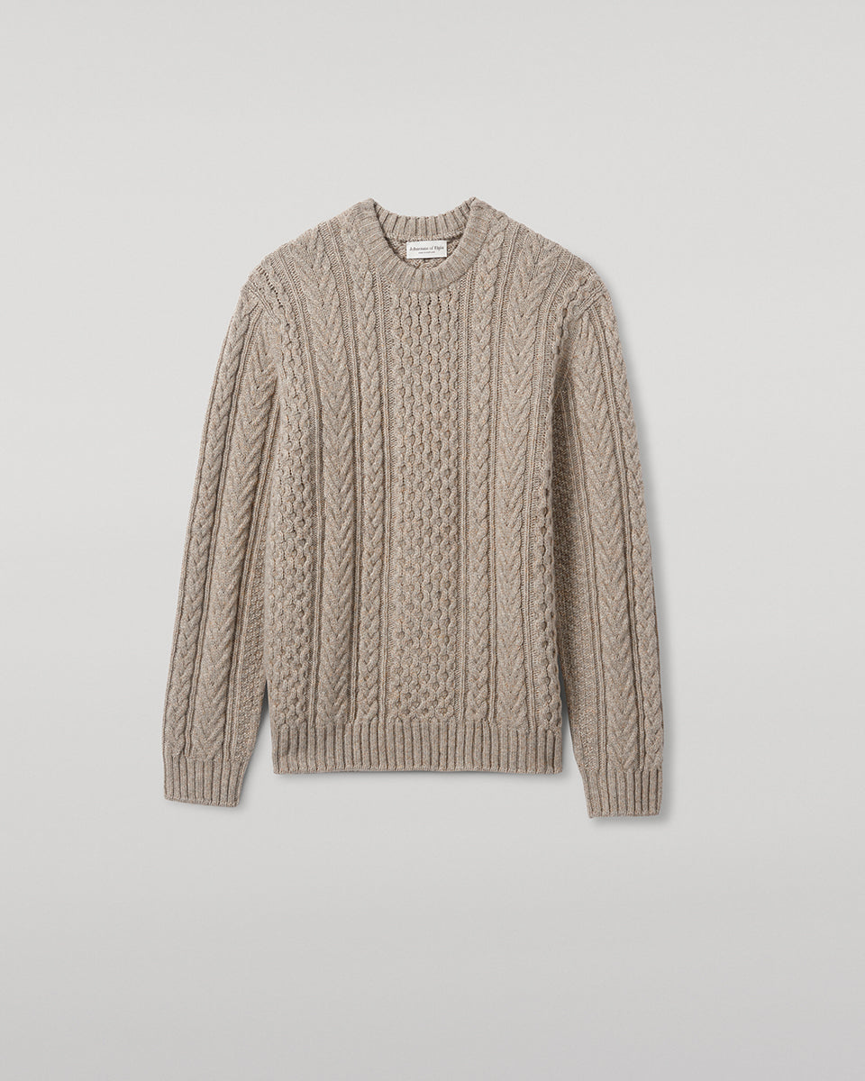 Johnstons of Elgin - Aran Cable Light Brown Cashmere Jumper