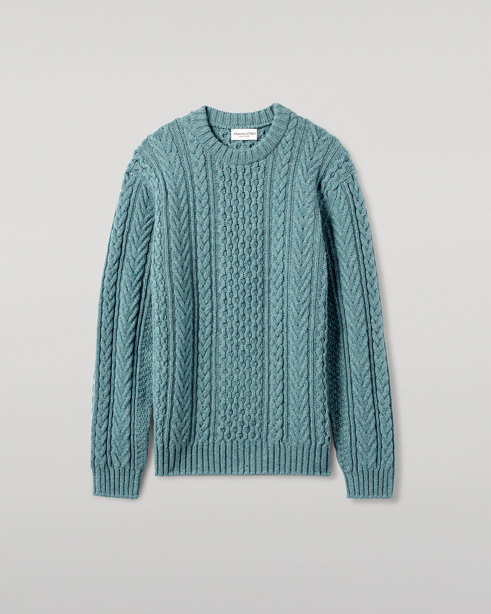 Johnstons of Elgin - Aran Cable Green Cashmere Jumper