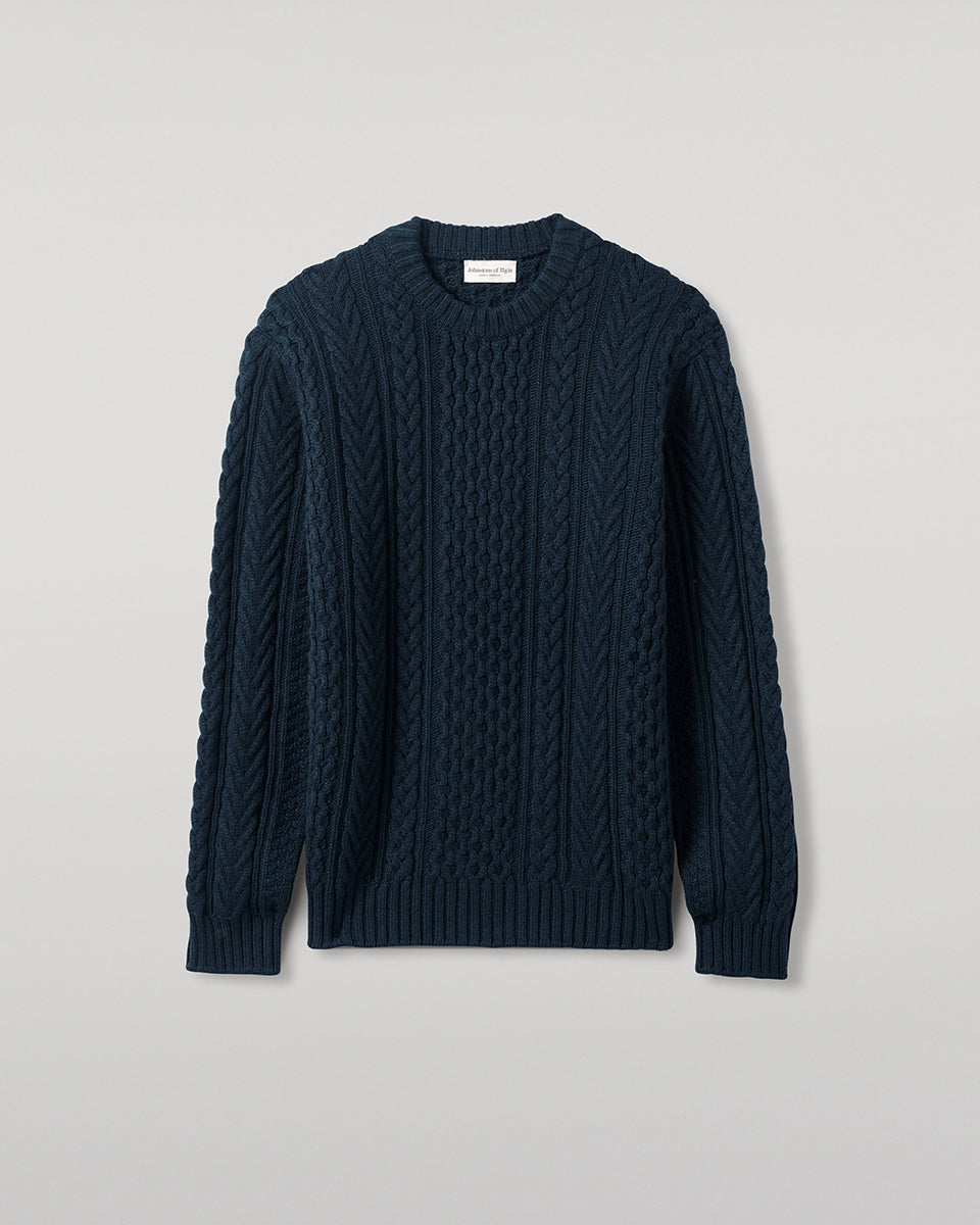 Johnstons of Elgin - Aran Cable Dark Green Cashmere Jumper