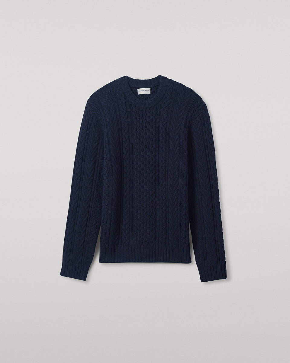 Johnstons of Elgin - Aran Cable Dark Navy Cashmere Jumper