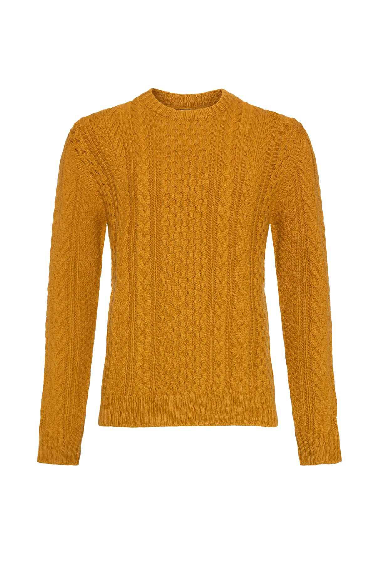 Johnstons of Elgin - Aran Cable Dark Yellow Cashmere Jumper