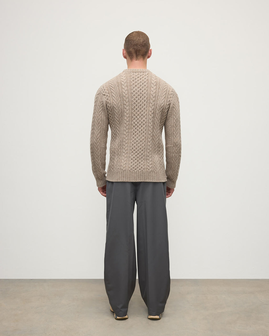 Johnstons of Elgin - Aran Cable Light Brown Cashmere Jumper