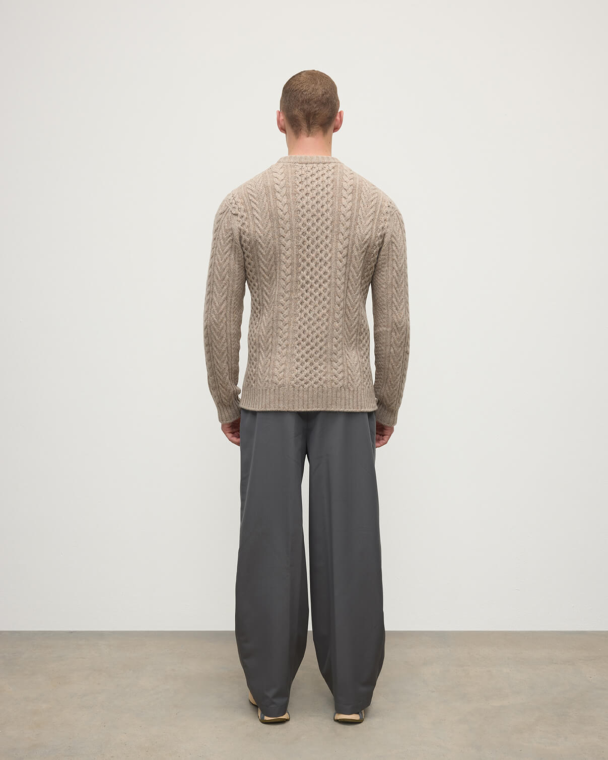 Johnstons of Elgin - Aran Cable Light Brown Cashmere Jumper