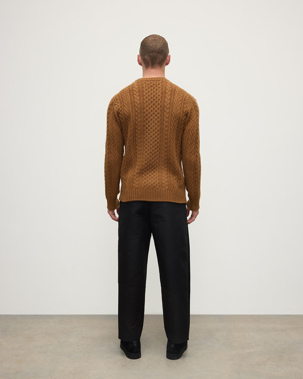 Johnstons of Elgin - Aran Cable Dark Camel Cashmere Jumper