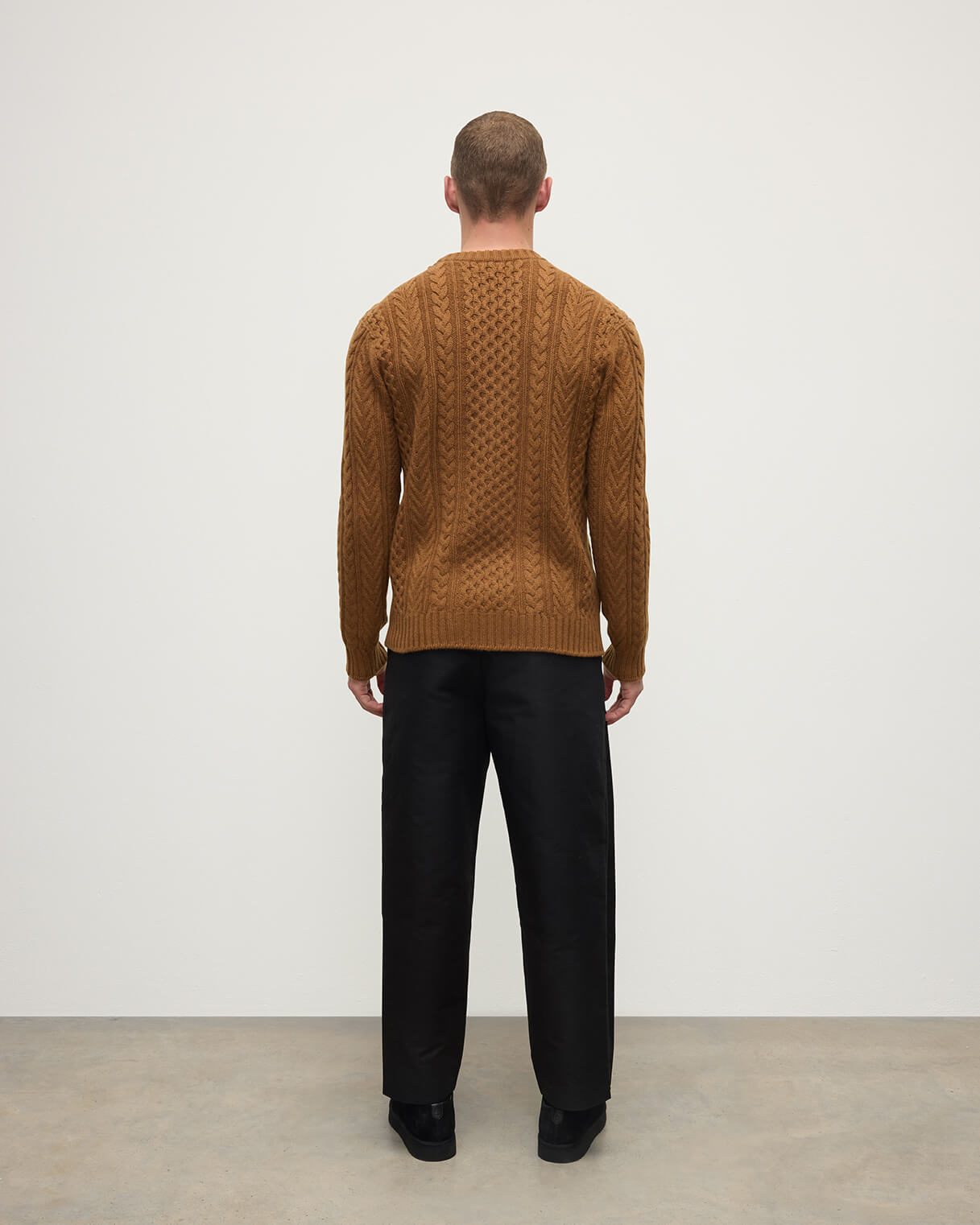 Johnstons of Elgin - Aran Cable Dark Camel Cashmere Jumper