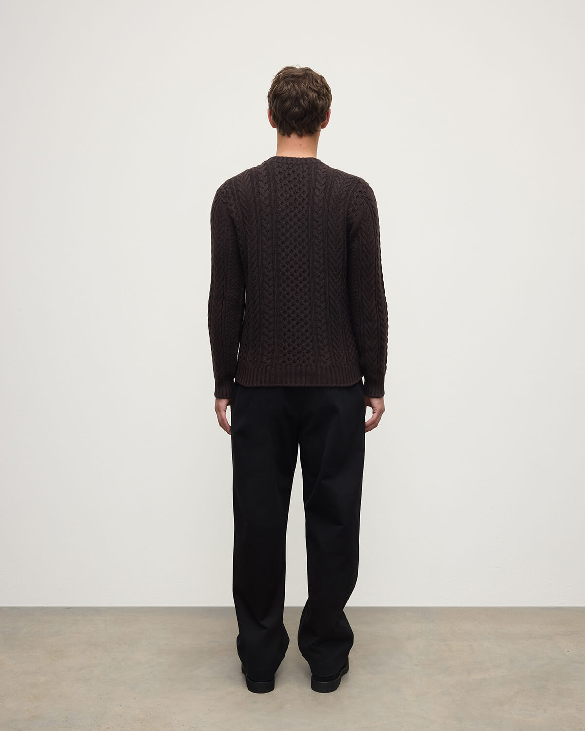 Johnstons of Elgin - Aran Cable Dark Brown Cashmere Jumper