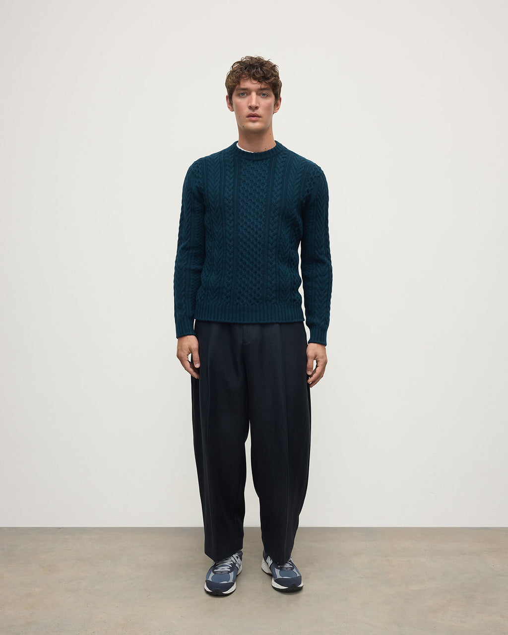 Johnstons of Elgin - Aran Cable Dark Green Cashmere Jumper