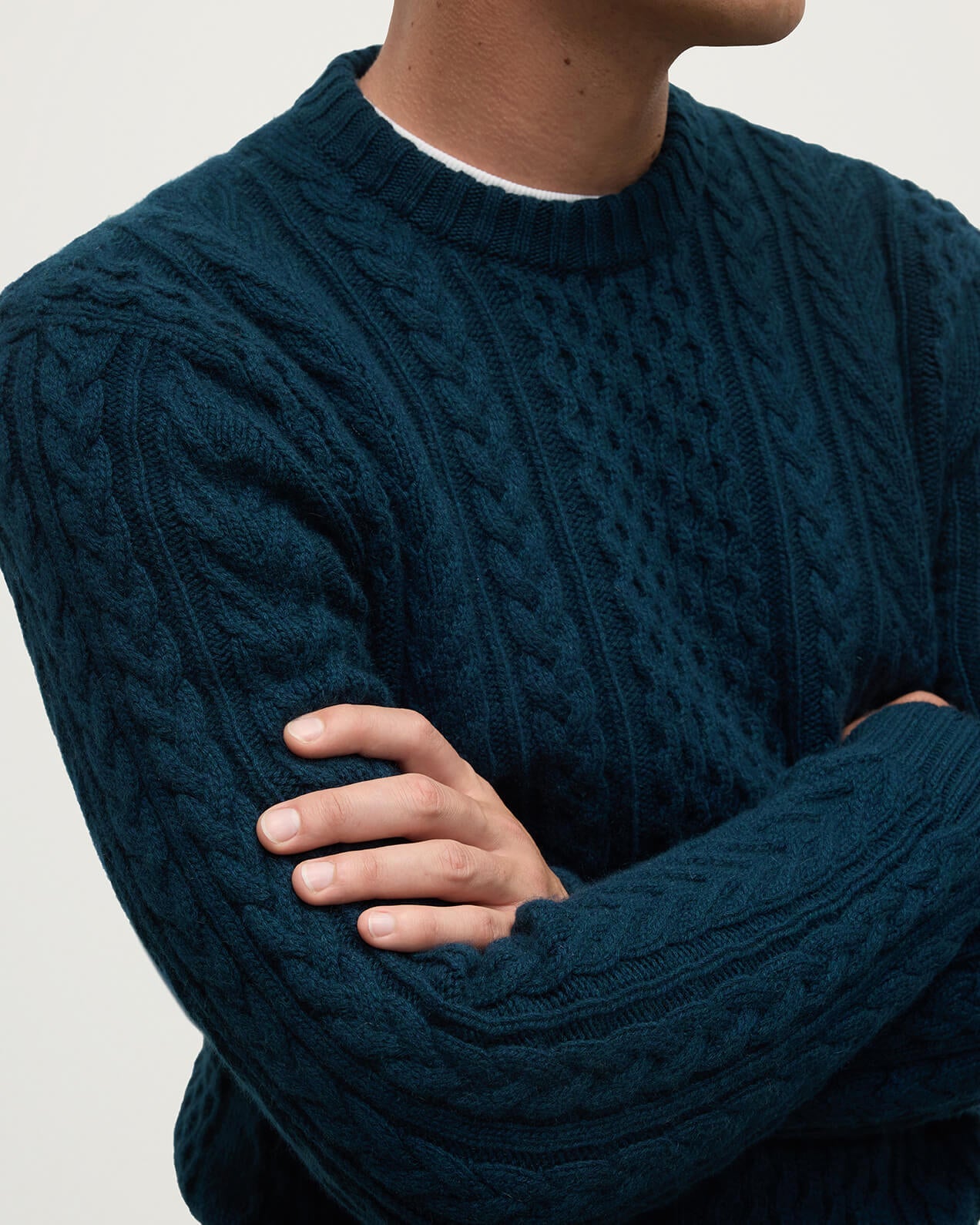 Johnstons of Elgin - Aran Cable Dark Green Cashmere Jumper