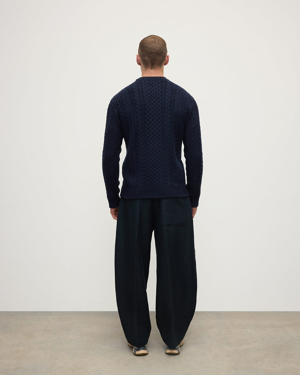Johnstons of Elgin - Aran Cable Dark Navy Cashmere Jumper