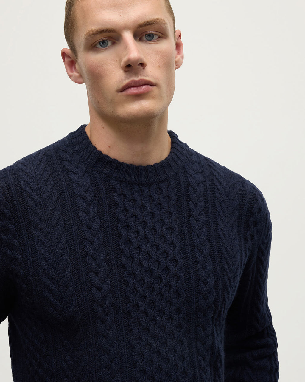 Johnstons of Elgin - Aran Cable Dark Navy Cashmere Jumper