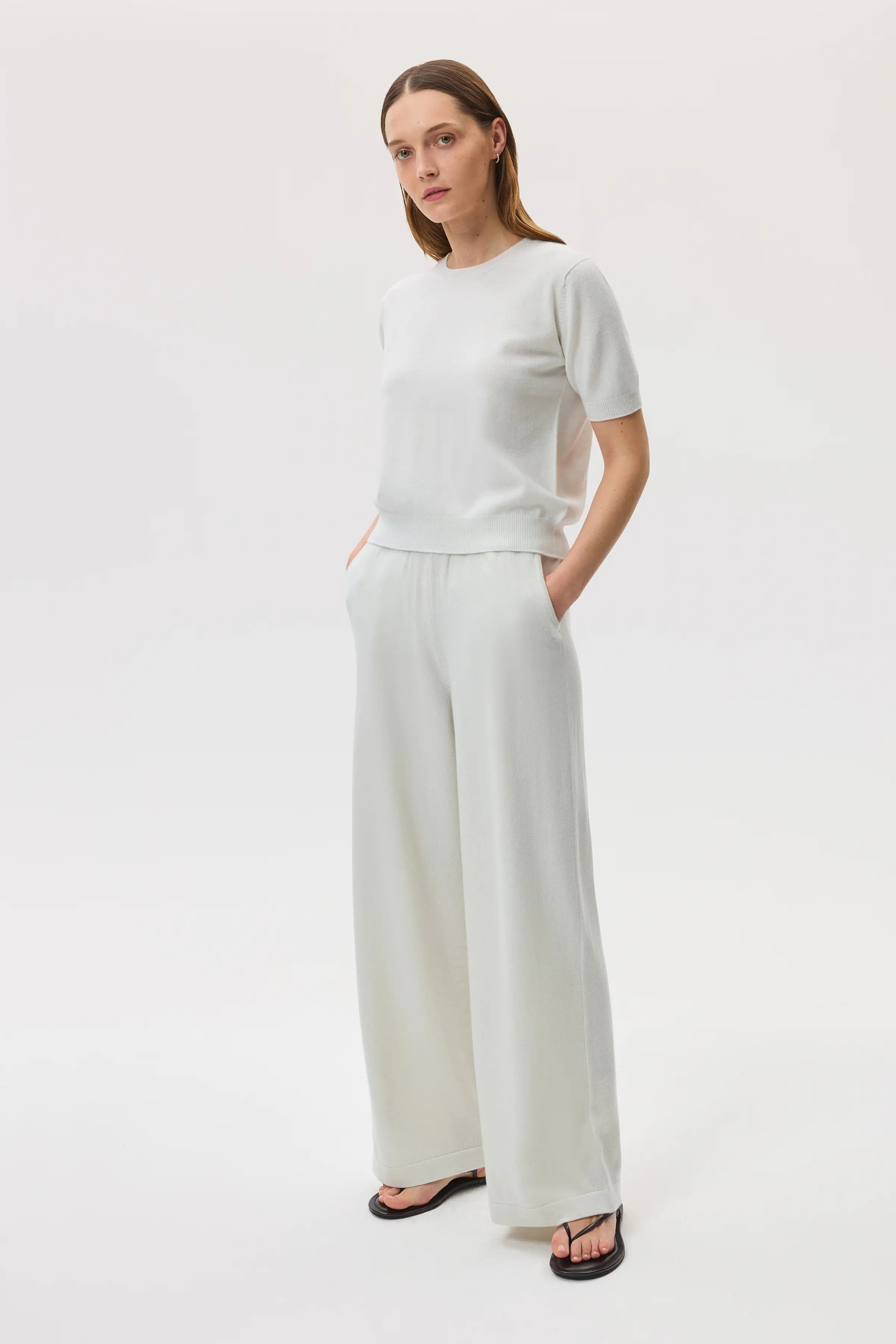 Johnstons of Elgin - Classic Cashmere White T - Shirt