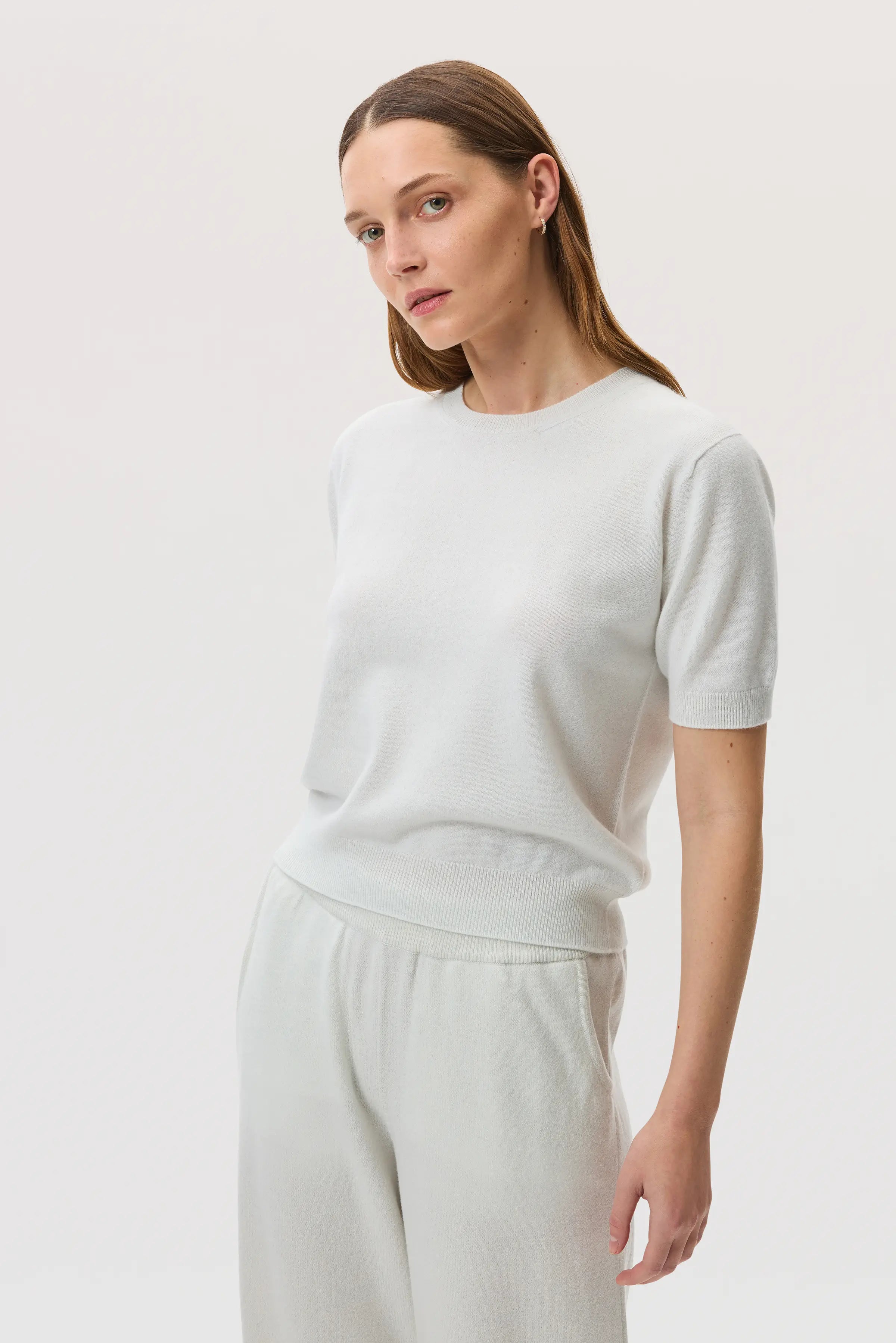 Johnstons of Elgin - Classic Cashmere White T - Shirt