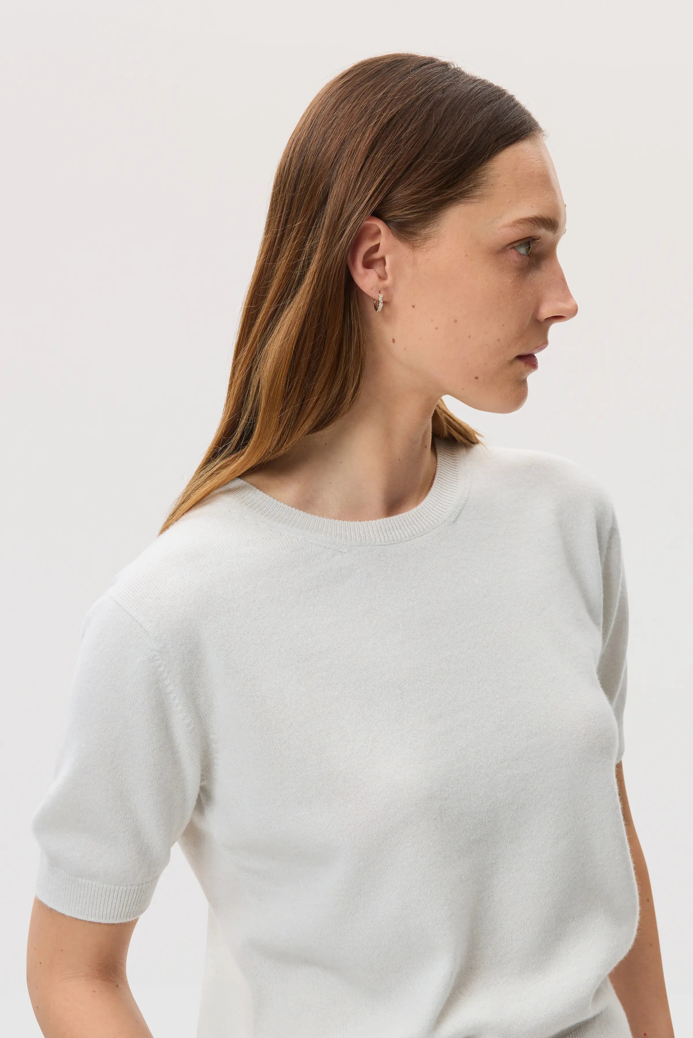 Johnstons of Elgin - Classic Cashmere White T - Shirt