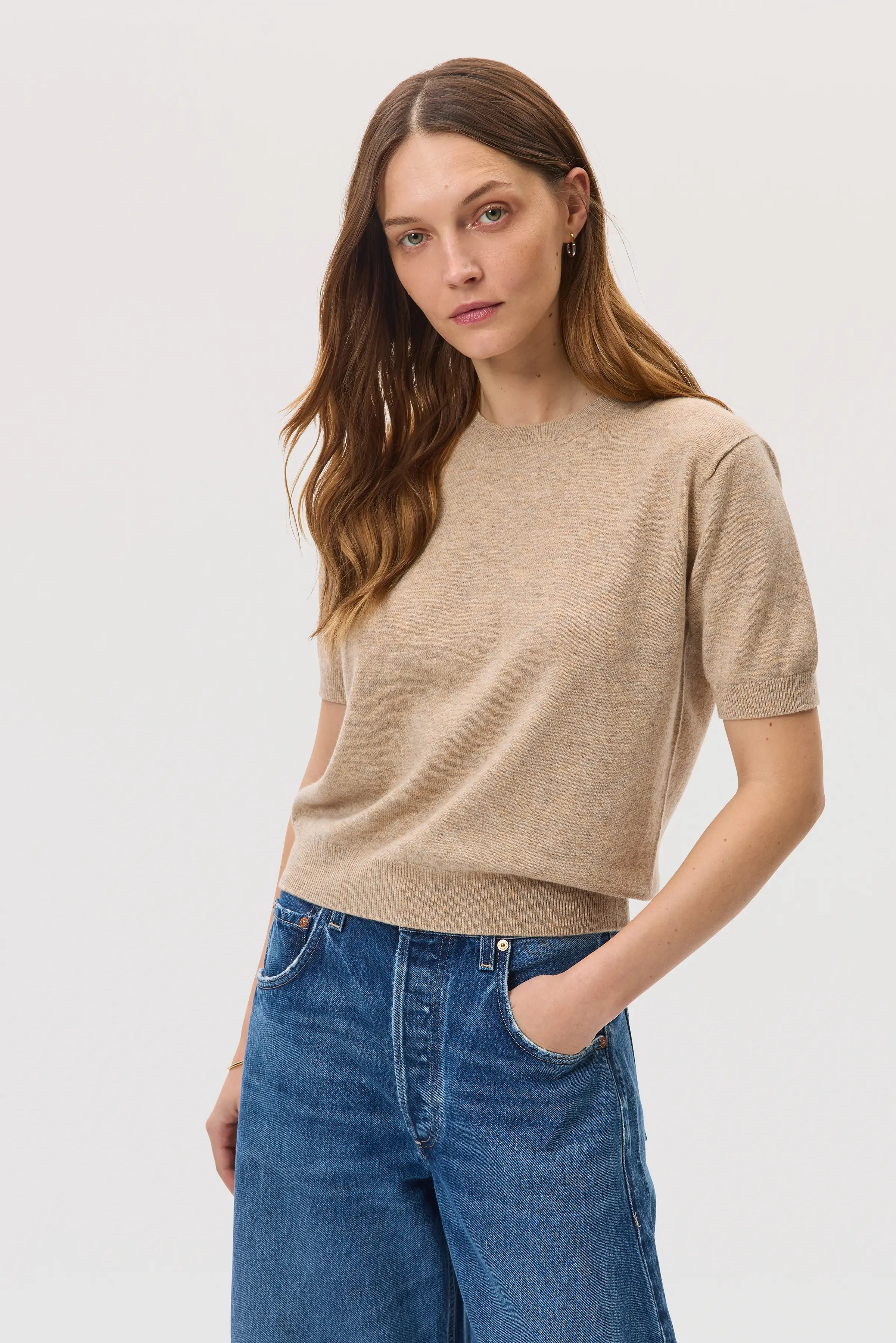 Johnstons of Elgin - Classic Cashmere Natural T - Shirt