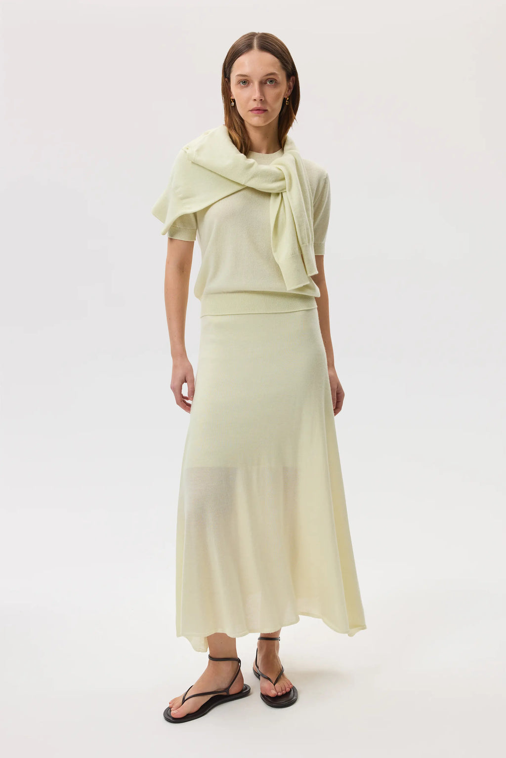 Johnstons of Elgin - Classic Light Yellow Cashmere T - Shirt
