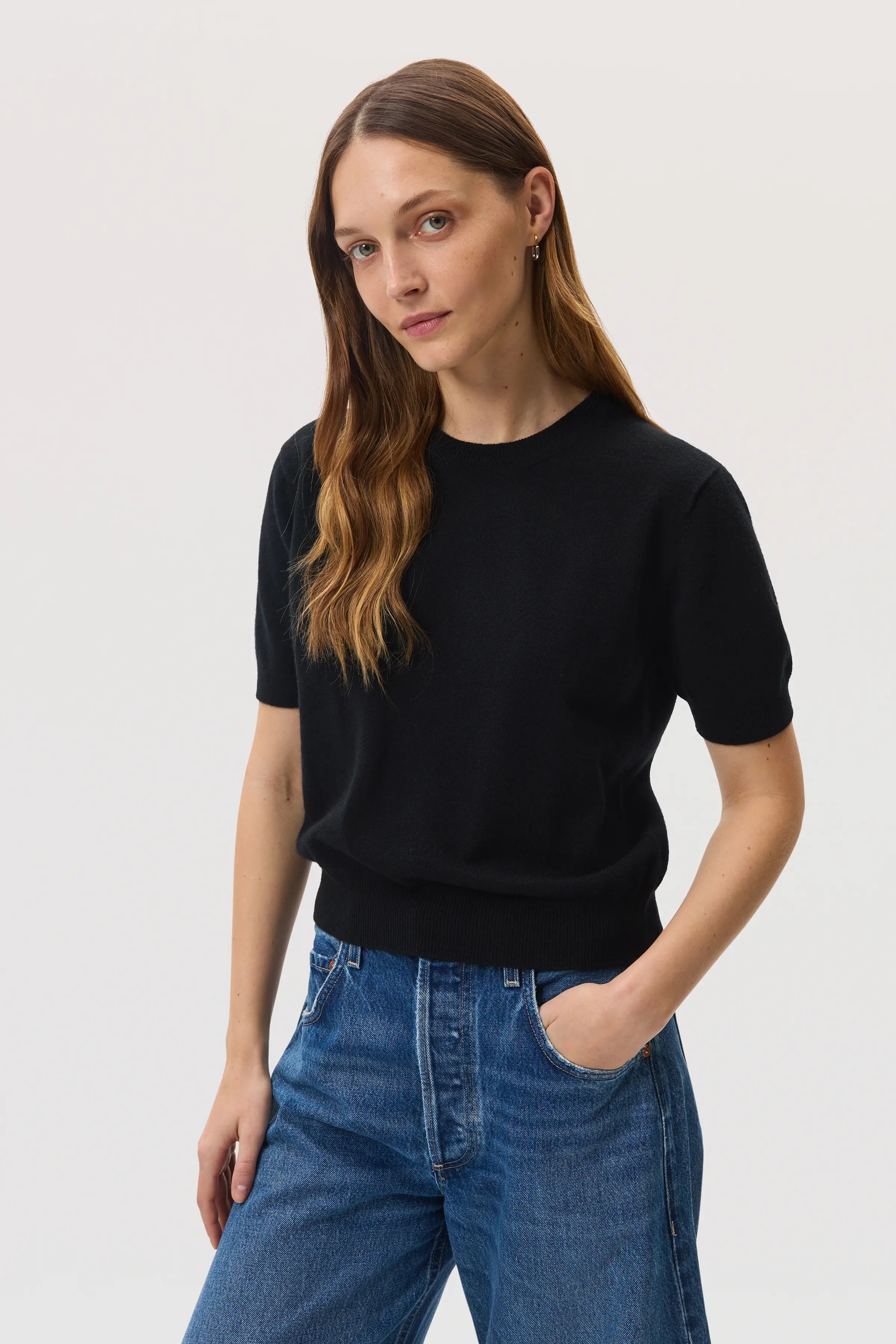 Johnstons of Elgin - Classic Cashmere Black T - Shirt