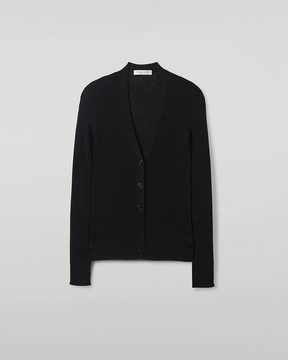 Johnstons of Elgin - Superfine Cashmere Black Cardigan