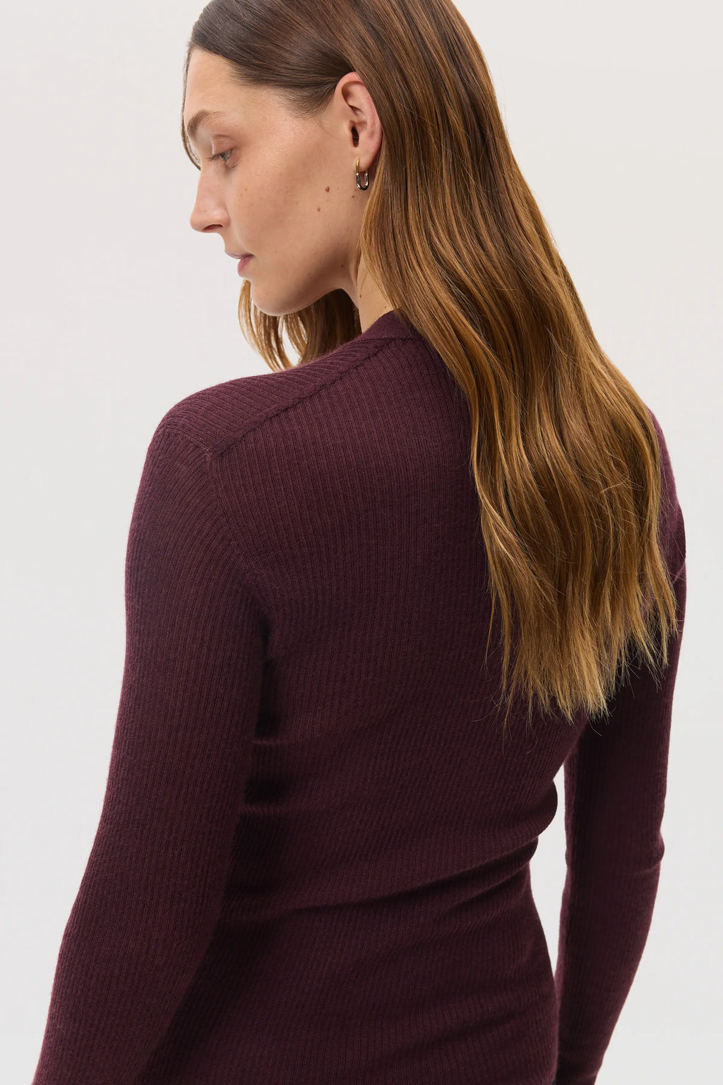 Johnstons of Elgin - Superfine Cashmere Deep Red Ribbed Cardigan