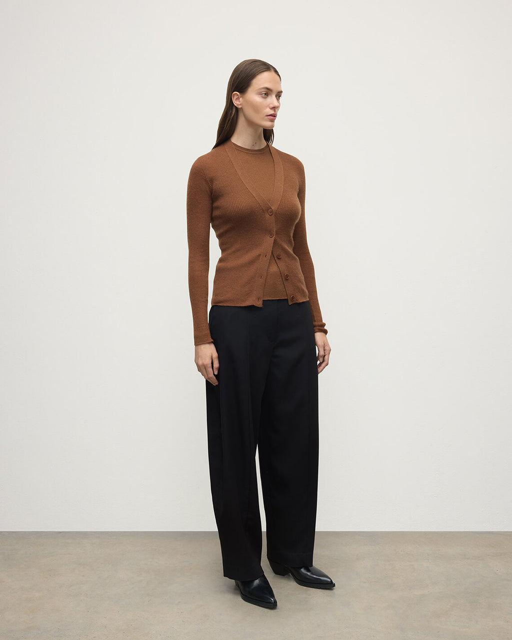 Johnstons of Elgin - Superfine Cashmere Dark Camel Cardigan