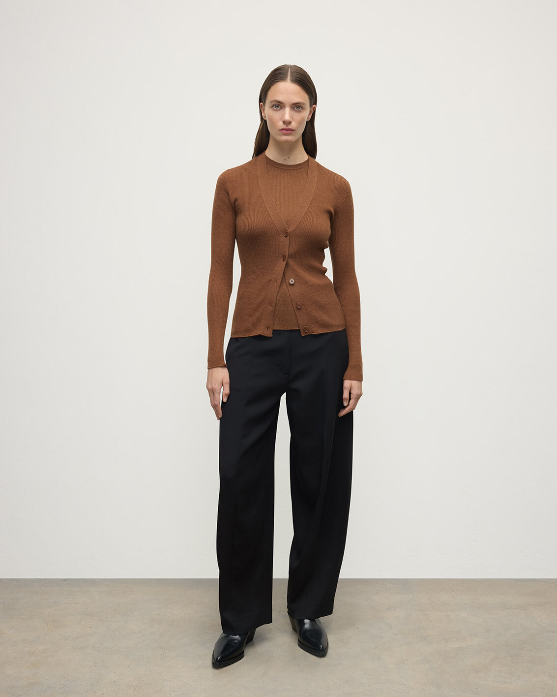 Johnstons of Elgin - Superfine Cashmere Dark Camel Cardigan