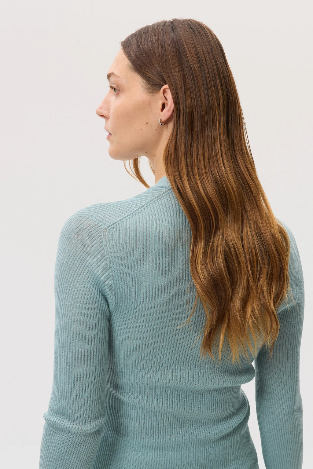 Johnstons of Elgin - Superfine Cashmere Light Green Ribbed Cardigan