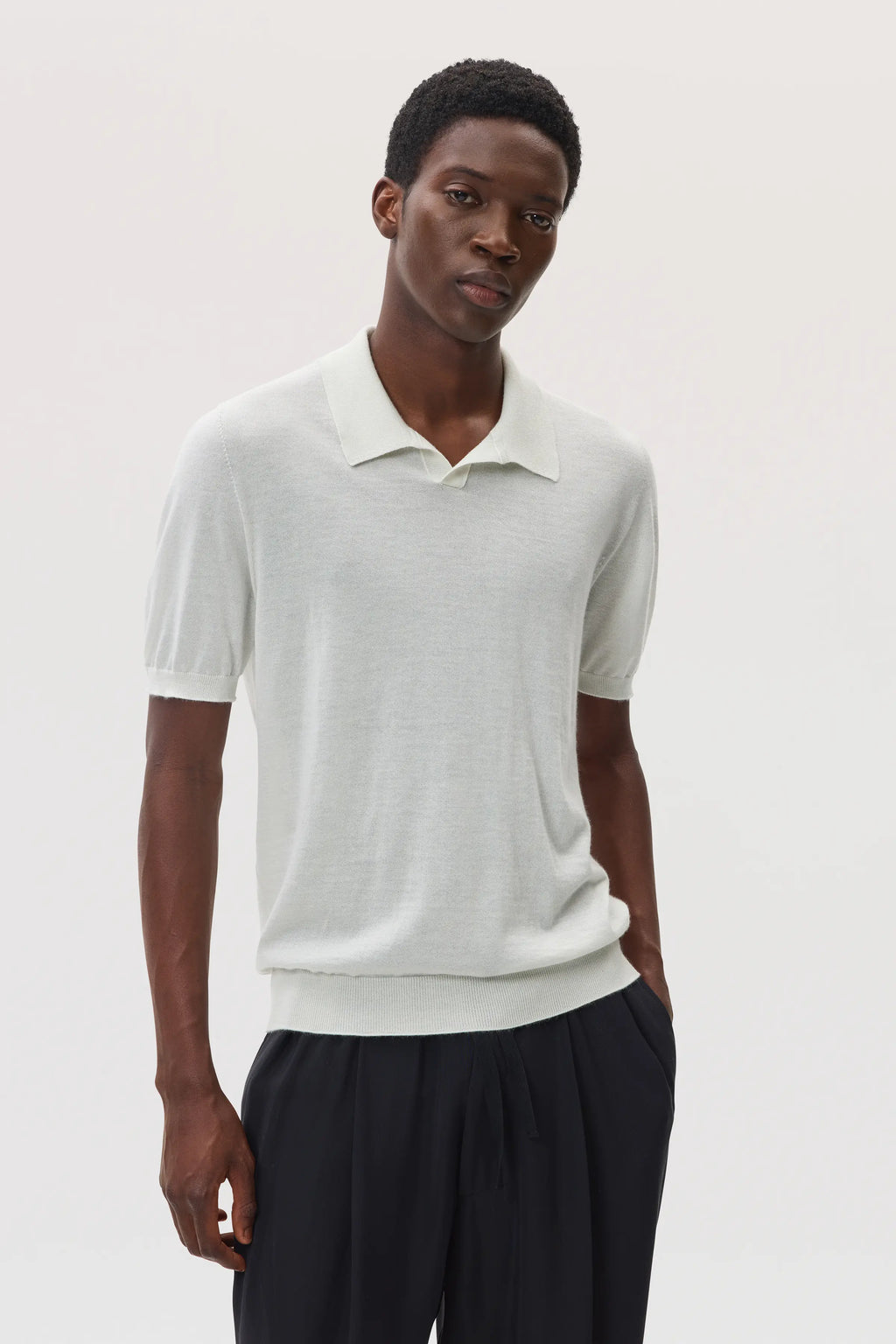 Johnstons of Elgin - Superfine Cashmere White Polo Shirt