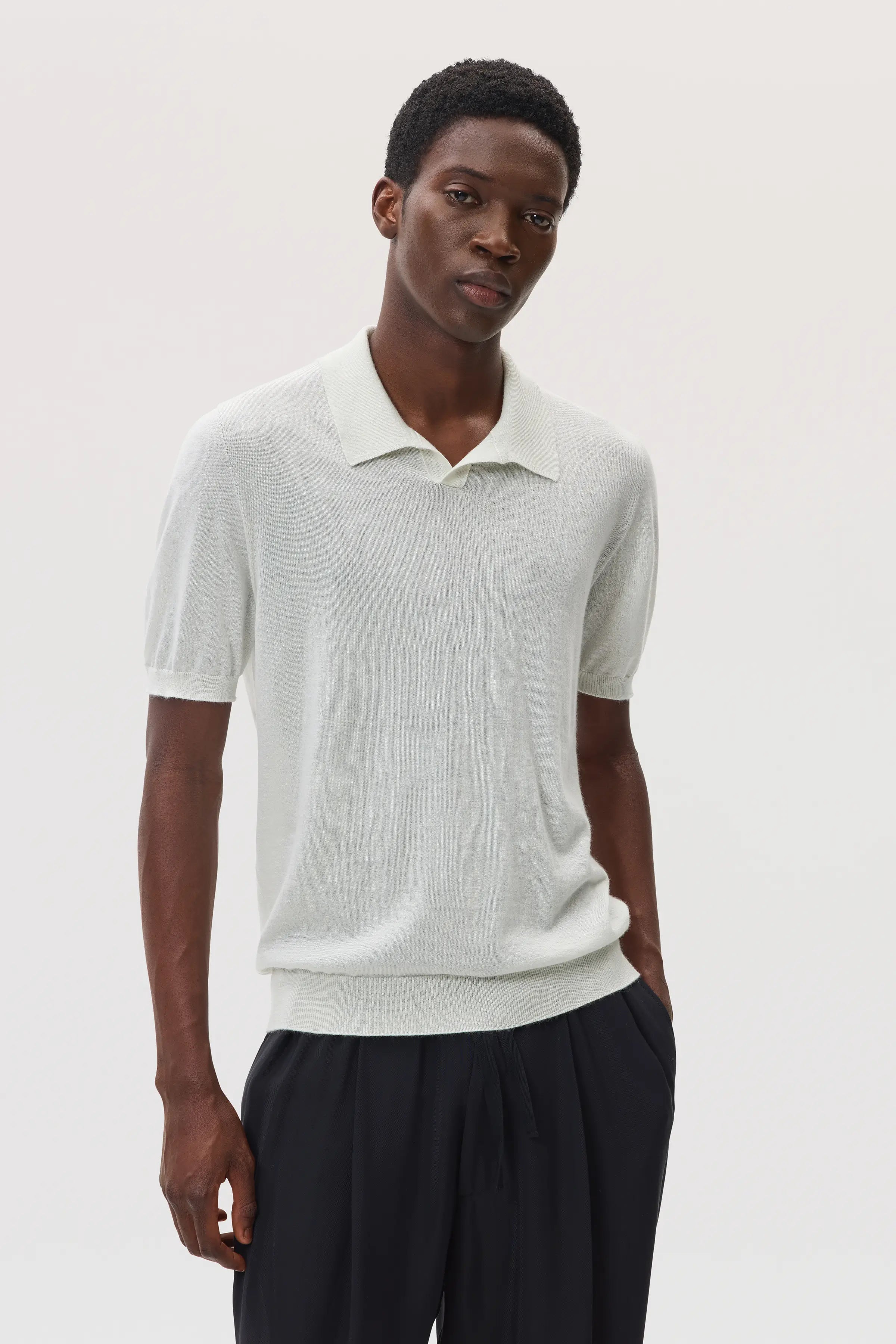 Johnstons of Elgin - Superfine Cashmere White Polo Shirt