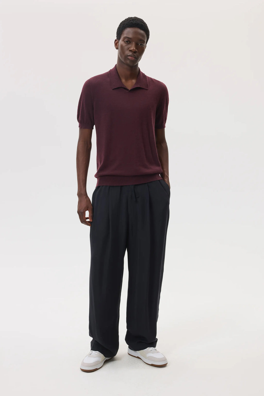 Johnstons of Elgin - Deep Red Superfine Cashmere Polo Shirt
